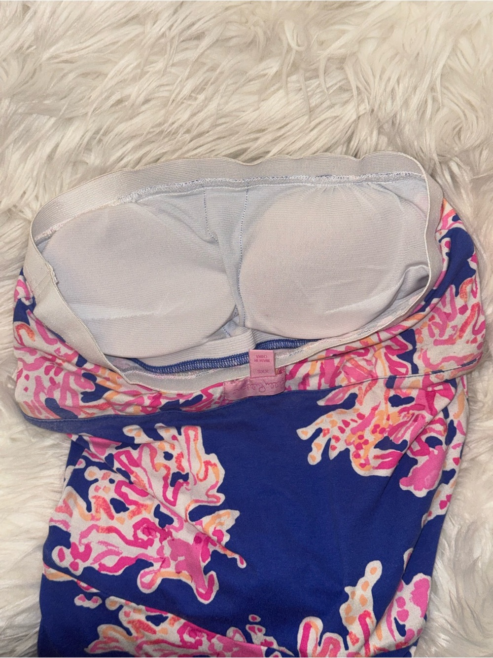 Lilly Pulitzer XXS Strapless Floral Maxi Dress Blue Pink Built In Bra Resort - Picture 9 of 9